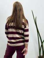 BLUSA QUADRADA LISTRADA MARSALA