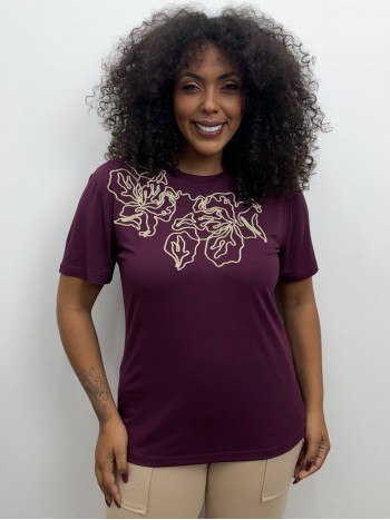 BLUSA FLOR BORDADA MARSALA