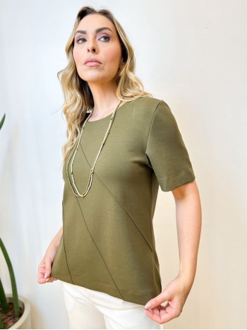 Blusa Tânia Malha Levemente encorpada verde militar