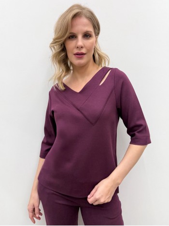 BLUSA mônica malha levemente encorpada marsala