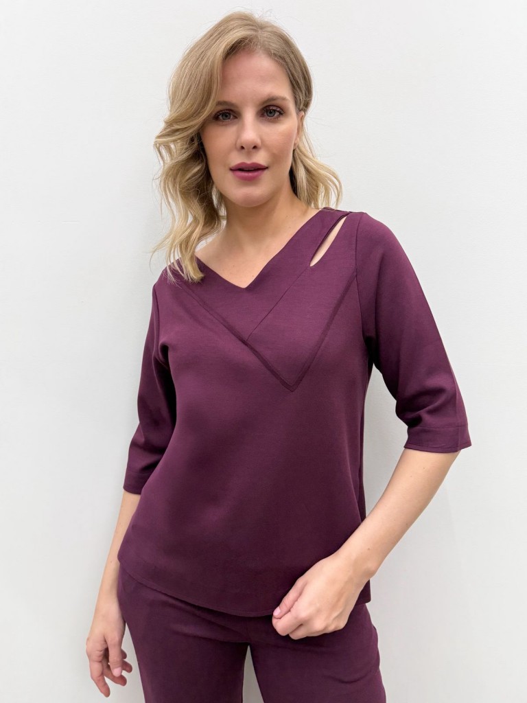 BLUSA mônica malha levemente encorpada marsala
