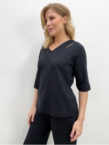 BLUSA mônica malha levemente encorpada preta