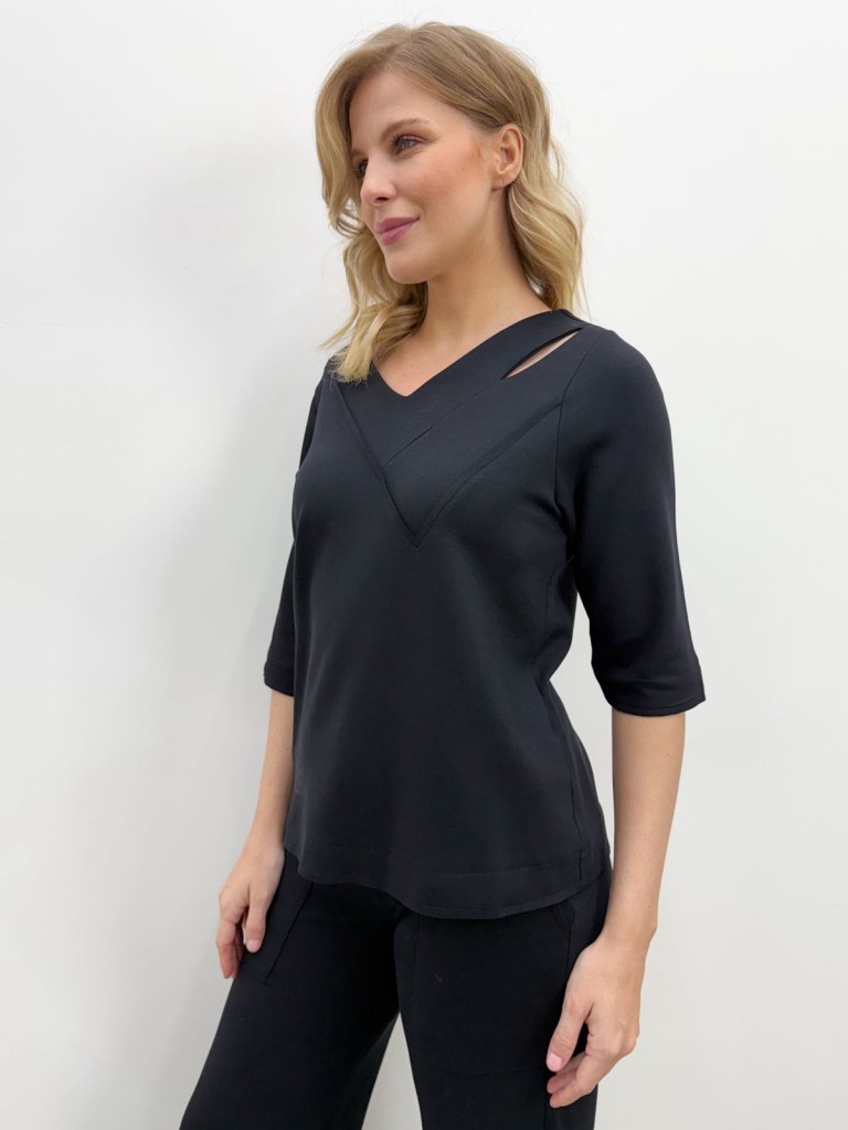 BLUSA mônica malha levemente encorpada preta