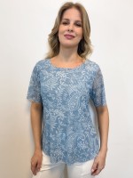 BLUSA ROSA EM TULE ESTAMPADA