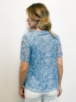 BLUSA ROSA EM TULE ESTAMPADA