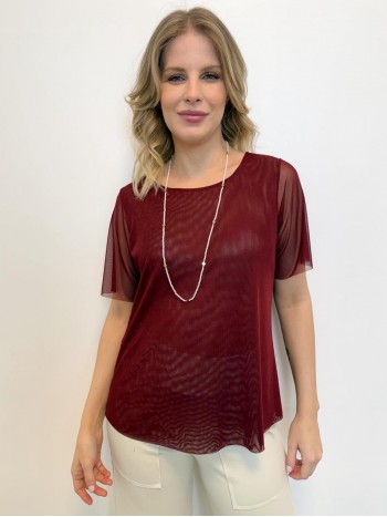 BLUSA ROSA EM TULE MARSALA