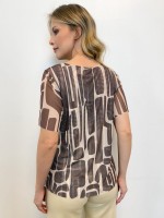 BLUSA ROSA EM TULE ESTAMPADA