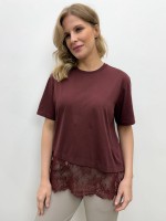 BLUSA barrado RENDA marsala
