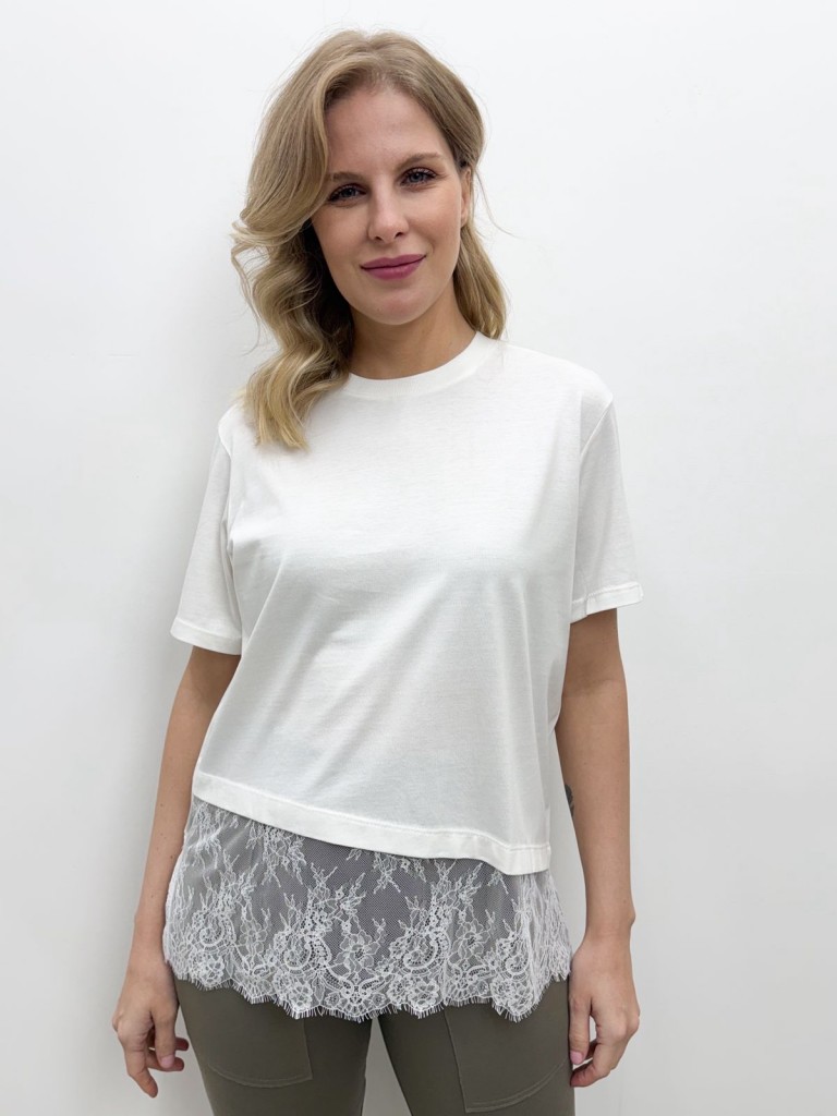 BLUSA barrado RENDA off-white