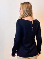 BLUSA FERNANDA Malha levemente encorpada preta
