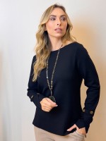 BLUSA FERNANDA Malha levemente encorpada preta