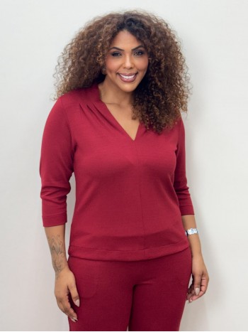 BLUSA SORAIA Malha levemente encorpada vermelho queimado