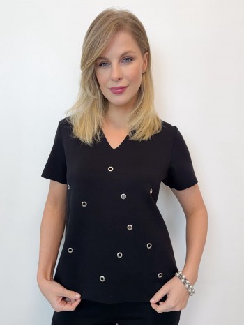 Blusa BIANCA Malha levemente encorpada PRETA