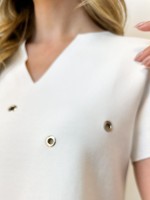 Blusa bianca malha levemente encorpada off-white