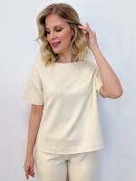 Blusa isabela Malha Levemente encorpada creme