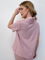 Blusa Nádia Malha Levemente encorpada rosa antigo