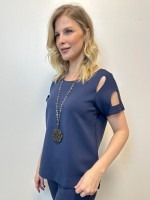Blusa Roseli Malha Levemente encorpada marinho