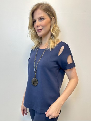 Blusa Roseli Malha Levemente encorpada marinho