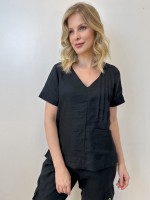 BLUSA dANIELA em LINHO PRETA