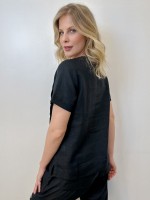 BLUSA dANIELA em LINHO PRETA