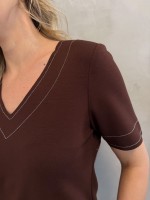 Blusa wilma malha levemente encorpada marrom café