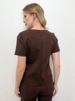 BLUSA VALENTINA malha encorpada MARROM Café