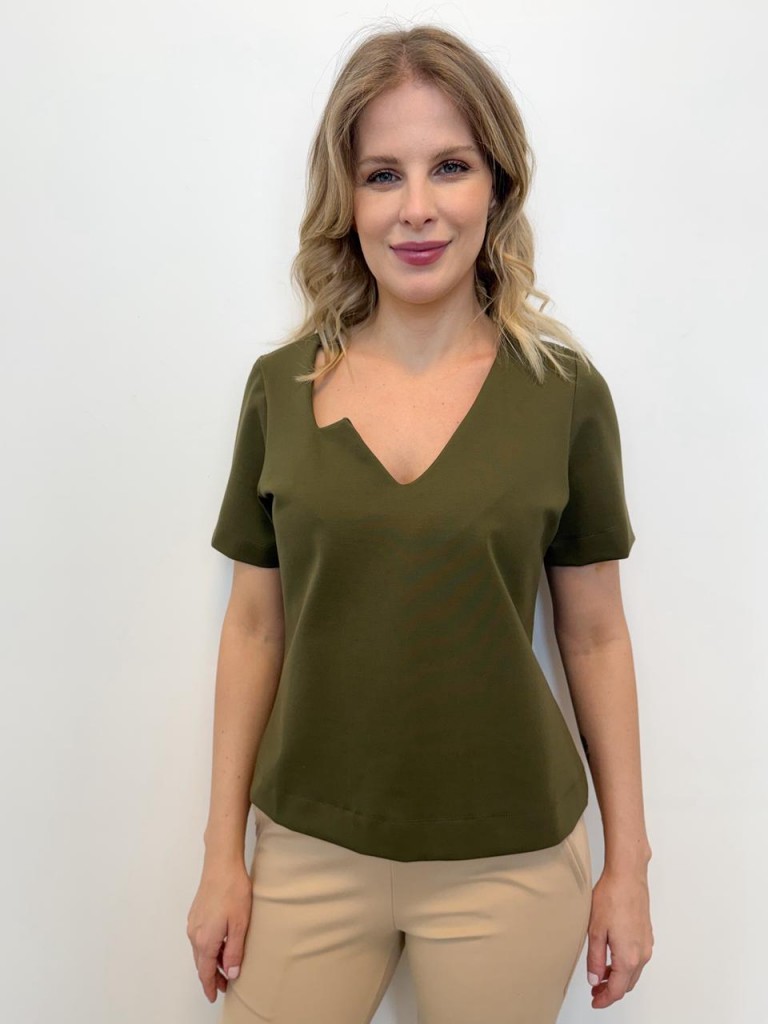 BLUSA VALENTINA malha encorpada VERDE MILITAR