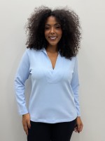 BLUSA LOLA manga 3/4 malha levemente encorpada azul bebê