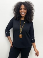 BLUSA JANAÍNA malha levemente encorpada PRETA