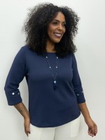 BLUSA JANAÍNA malha levemente encorpada MARINHO
