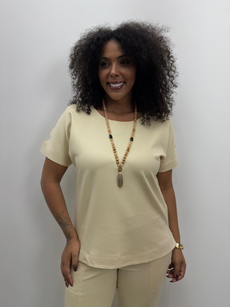 BLUSA Luana malha levemente encorpada amarelo manteiga