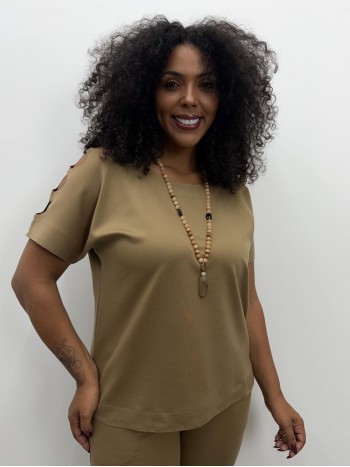 BLUSA Luana malha levemente encorpada castor