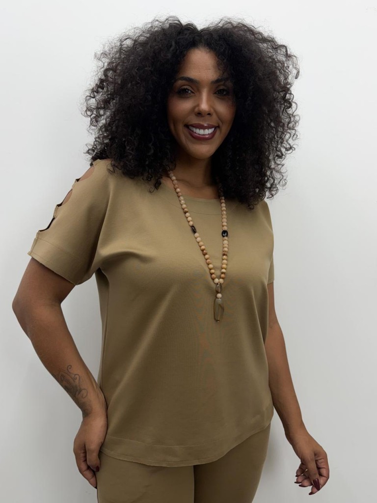 BLUSA Luana malha levemente encorpada castor