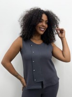 BLUSA Sheila malha levemente encorpada cinza chumbo