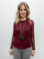 BLUSA MARI EM TULE MARSALA