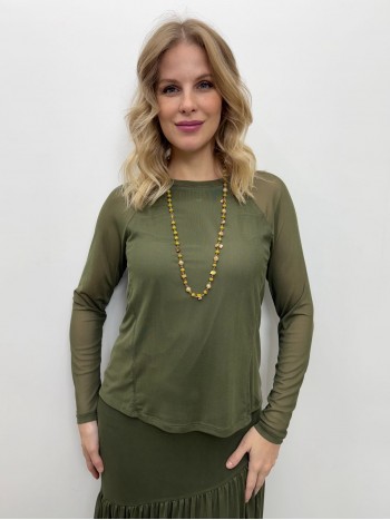 BLUSA MARI EM TULE VERDE