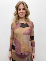 BLUSA MARI EM TULE ESTAMPADA