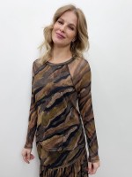 BLUSA MARI EM TULE ESTAMPADA