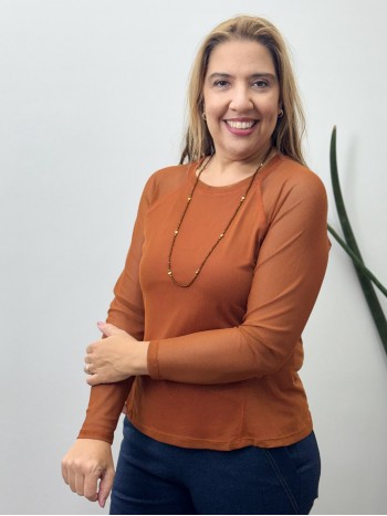 BLUSA MARI EM TULE FERRUGEM