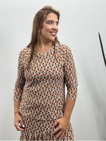 BLUSA MARI EM TULE MOSAICO AZUL BEBÊ
