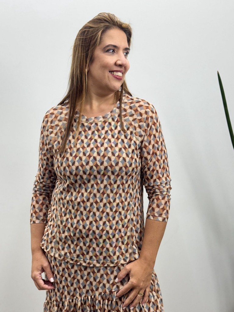 BLUSA MARI EM TULE MOSAICO AZUL BEBÊ