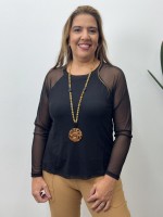 BLUSA MARI EM TULE PRETA