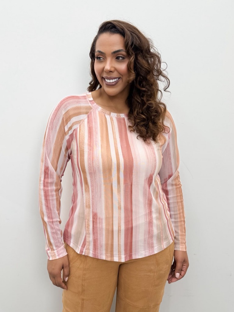 BLUSA MARI EM TULE ESTAMPADA