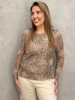 BLUSA MARI EM TULE ESTAMPADA