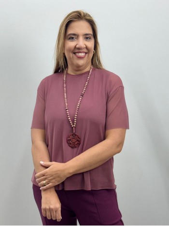 BLUSA RAFAELA EM TULE ROSA ANTIGO