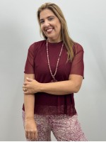 BLUSA RAFAELA EM TULE MARSALA