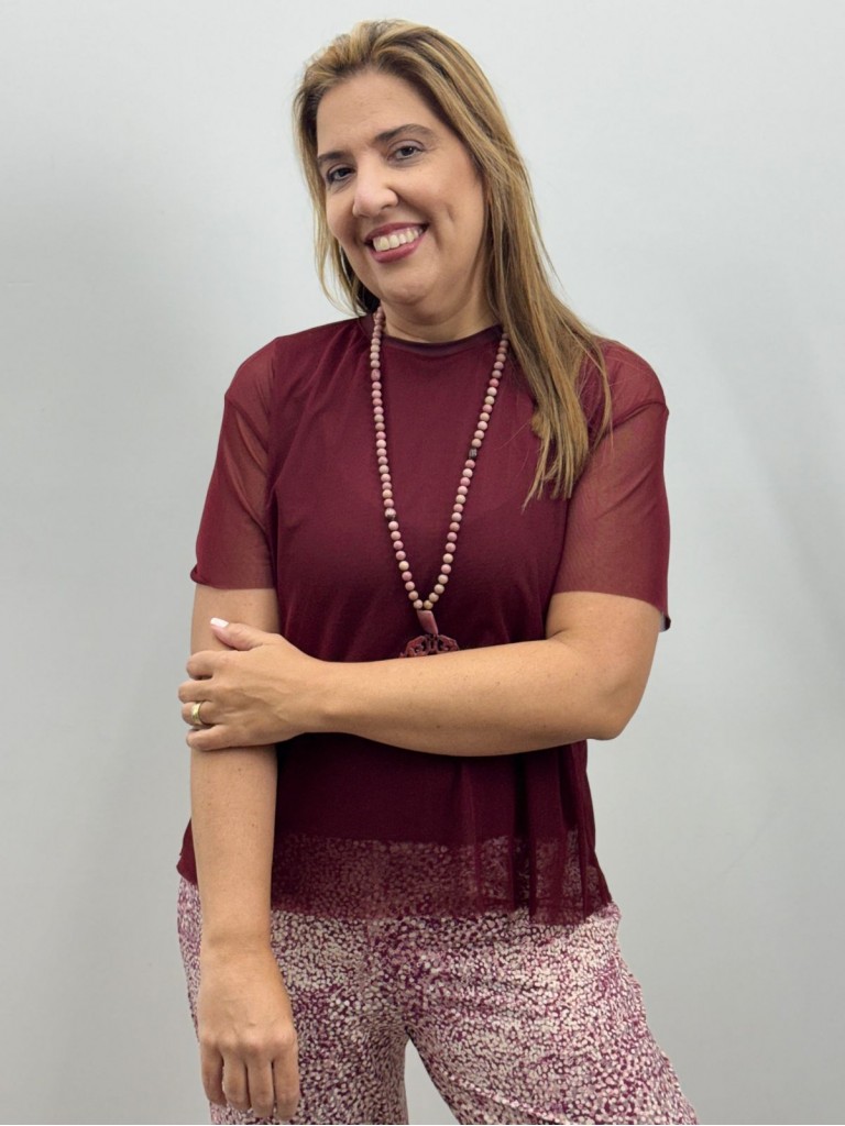 BLUSA RAFAELA EM TULE MARSALA