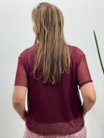 BLUSA RAFAELA EM TULE MARSALA