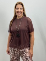 BLUSA RAFAELA EM TULE MARROM CAFÉ