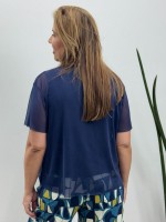 BLUSA RAFAELA EM TULE MARINHO